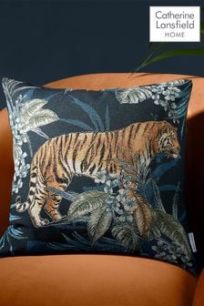 Catherine Lansfield Blue Tiger Tropicana Cushion