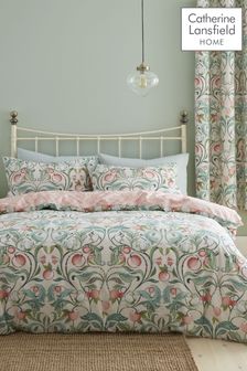 Catherine Lansfield Natural Clarence Floral Duvet Cover and Pillowcase Set