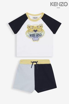 KENZO KIDS Baby Tiger White Print Logo T-Shirt And Shorts Set (D43123) | £105 - £115