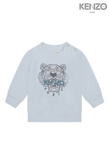 KENZO KIDS Baby Blue Tiger Print Logo Sweatshirt (D43124) | £81 - £91