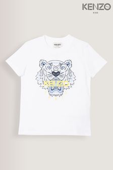 KENZO KIDS Tiger White Print Logo T-Shirt (D43132) | £53 - £73