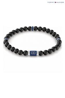 Tommy Logo Hilfiger Jewellery Gents Black Wood Beads Bracelet