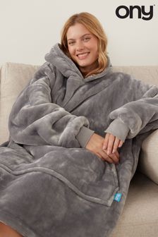 Ony Grey Soft Cosy Fleece Extra Thick Oversized Blanket Hoodie (D45843) | £39