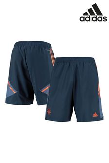 adidas Blue Manchester United Training Down Time Football Shorts (D46432) | £38