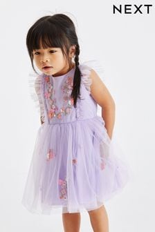 Lilac Purple Mesh Party Dress (3mths-8yrs) (D46672) | £23 - £29