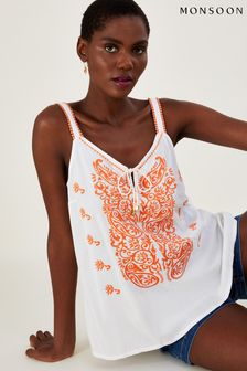 Monsoon Natural Embroidered Cami Top In LENZING™ ECOVERO™ (D47680) | £39