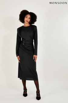 Monsoon Belted Ring Detail Black Jersey Dress (D47695) | £75