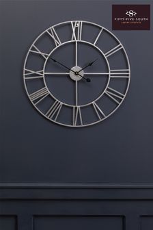 Fifty Five South Silver Genova Metal Wall Clock (D48048) | £55.99