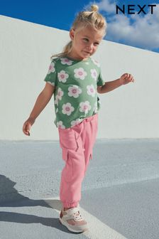 Bright Pink Cargo Joggers Soft Touch Jersey (3mths-7yrs) (D48552) | £8 - £10