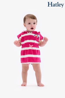 Hatley Pink Rainbow Striped Hooded Terry Coverall (D48996) | £27