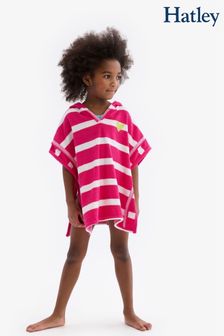 Hatley Pink Heart Beach Stripes Terry Hooded Cover-Up (D49614) | £30