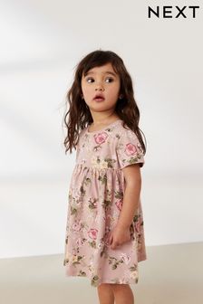 Rose Pink Short Sleeve Cotton Jersey Dress (3mths-7yrs) (D50630) | £6 - £8