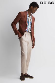 Reiss Oatmeal Trail Cotton-Linen Buckled Trousers (D51018) | £138