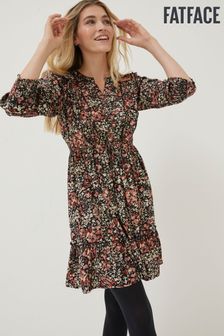 FatFace Porth Blush Floral Black Dress (D57849) | £65