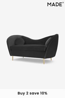 MADE.COM Modern Velvet Charcoal Grey Kooper 2 Seater Sofa