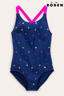 Boden Blue Cross-back Printed Swimsuit (D64136) | £17 - £19