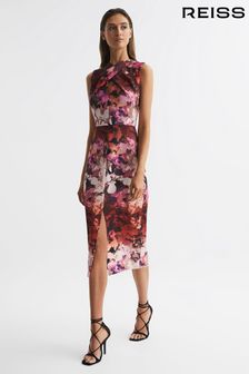 Reiss Berry Vega Floral Printed Bodycon Midi Dress (D65869) | £110