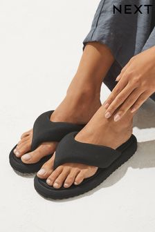 Black Padded Flip Flops (D68073) | £25