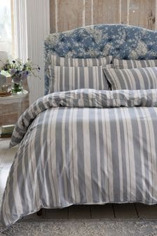 Shabby Chic by Rachel Ashwell® Watercolour Stripe Flat Piped Duvet Cover and Pillowcase Set