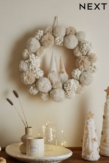 Natural Gonk Pom Pom Christmas Wreath