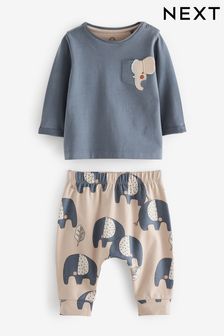 Navy Blue Elephant Baby T-Shirt And Leggings 2 Piece Set (D75247) | £12 - £14