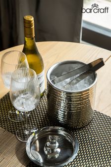 BarCraft Silver Hammered Stainless Steel Ice Bucket & Lid