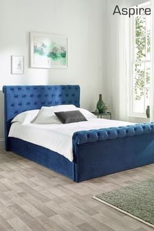 Aspire Furniture Blue Chesterfield Storage Ottoman Bed