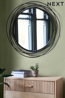 Black Contemporary Wire 91x91cm Wall Mirror (D76781) | £150