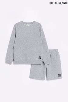 River Island Boys Grey Value Crew and Shorts (D78132) | £25 - £32