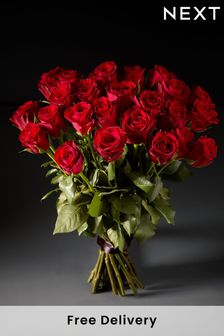 Red Valentines 24 Roses Fresh Flower Bouquet with Free Chocolates (D79273) | £38