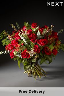 Red Luxury Valentines 24 Roses Fresh Flower Bouquet with Free Chocolates (D79295) | £85