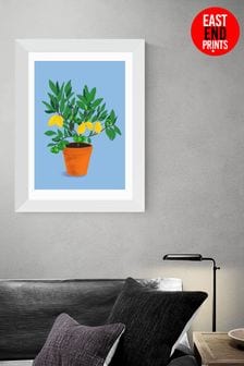 East End Prints Blue When Life Gives You Lemons by Sifa Mustafa Framed Print