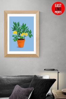 East End Prints Blue When Life Gives You Lemons by Sifa Mustafa Framed Print