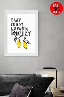 East End Prints White Easy Peasy Lemon by Karin Akesson Framed Print