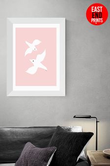 East End Prints Love Birds In Pink by Linda Gobeta Framed Print