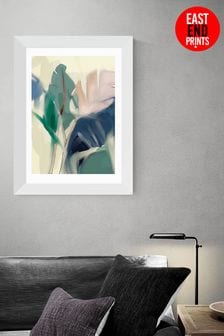 East End Prints Green Pastel Leaves by Ana Rut Bre Framed Print