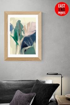 East End Prints Green Pastel Leaves by Ana Rut Bre Framed Print