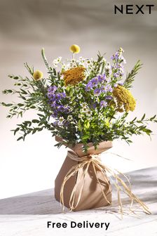 Lilac and Yellow Fresh Flower Bouquet in Gift Bag (D85736) | £32