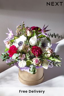 Lilac Fresh Flower Bouquet in Hatbox (D85742) | £32