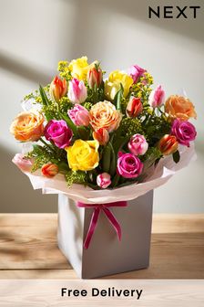 Bright Rose and Tulip Fresh Flower Gift Bag (D85770) | £35