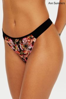 Ann Summers Black Wildflower Embroidered Brazilian Knickers (D87445) | £17