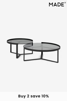 MADE.COM Black/Grey Glass Aula Nested Coffee Table (D87771) | £549