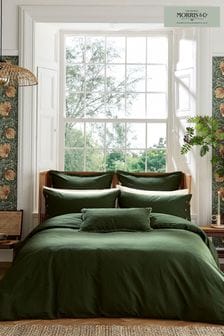 Morris & Co Green Linen Cotton Bed Duvet Cover
