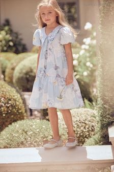 Angel & Rocket Blue Lucia Cotton Sateen Floral Print Dress (D89581) | £55 - £64