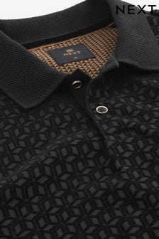 Black Flock Textured Polo Shirt (D92982) | £28
