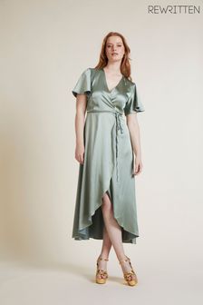 Rewritten Sage Green Florence Waterfall Bridesmaid Midi Dress (D93638) | £160