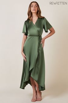 Rewritten Olive Green Florence Waterfall Bridesmaid Midi Dress (D93640) | £160
