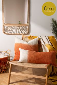furn. Amber Orange Mizu Dip Dye Cotton Rectangular Cushion