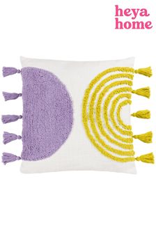 heya home Lilac Purple Archow Abstract Cotton Tufted Cushion