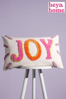 heya home Multicolour Joy Slogan Cotton Tufted Cushion